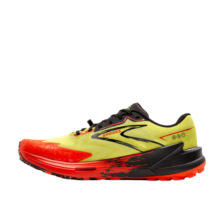 Brooks Mens Catamount 3 - Acid Lime/Cherry Tomato/Black - Trail