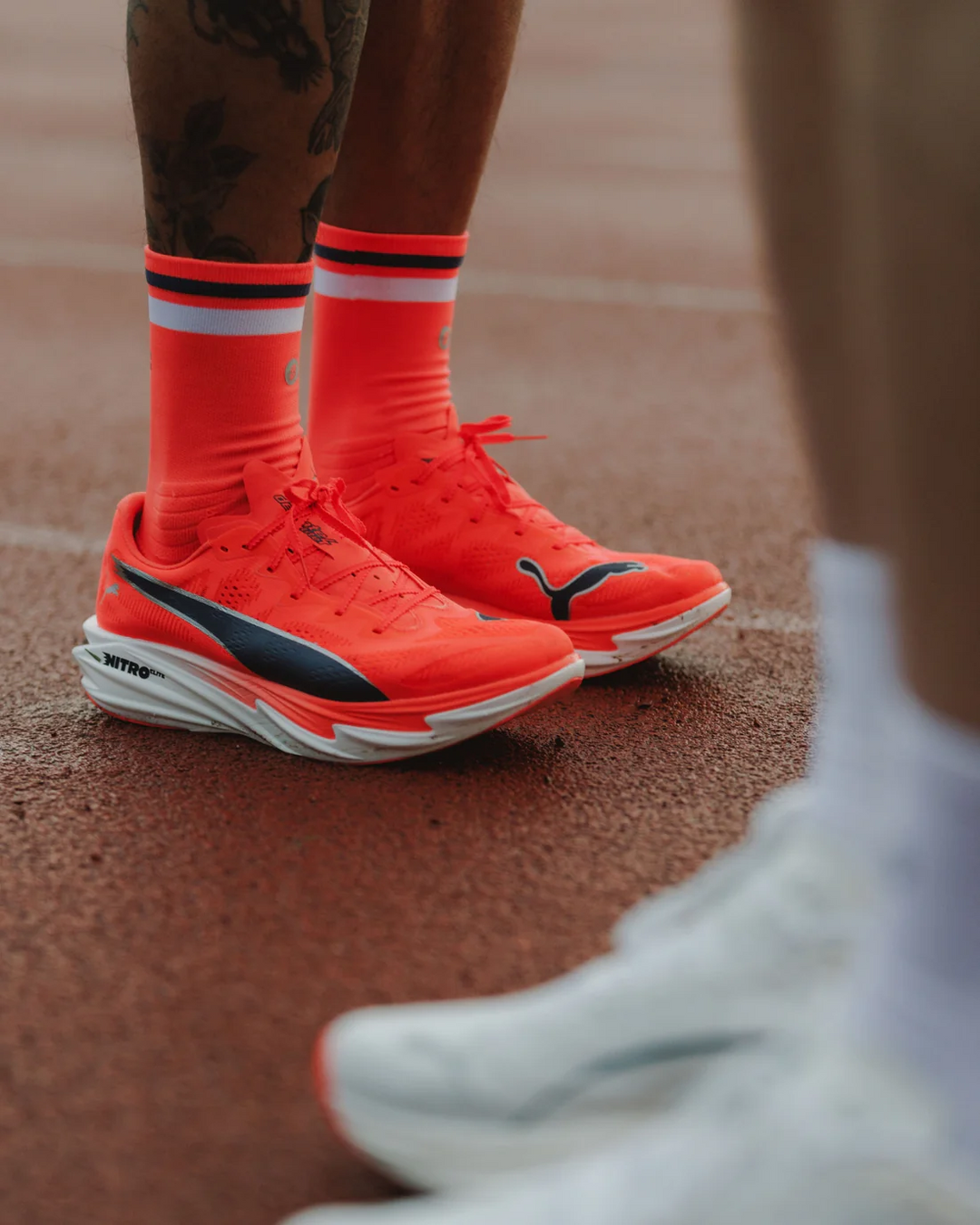 SHYU Racing Half Crew Socks - Poppy/White/Pencil