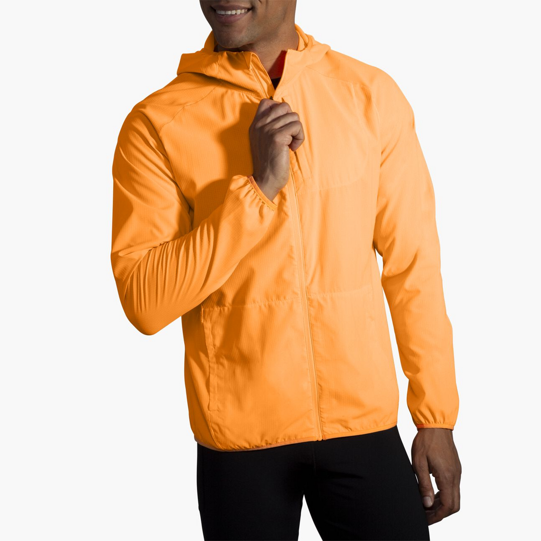 Brooks running jacket mens orange on sale