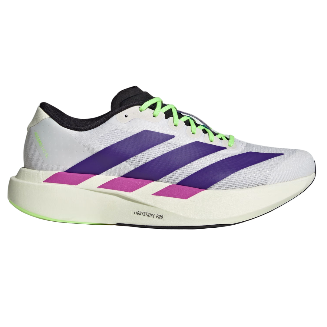 Adidas Mens Adizero Evo SL - White/Collegiate Purple/Lime Burst - Neutral - AW25
