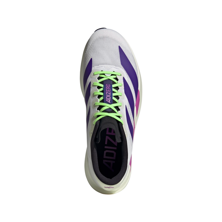 Adidas Womens Adizero Evo SL - White/Collegiate Purple/Lime Burst - Neutral - AW25