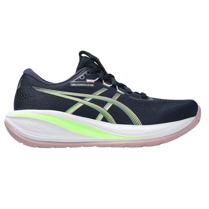 Asics Damen Gel Cumulus 28 – Midnight/Illuminate Green – Neutral – SS26