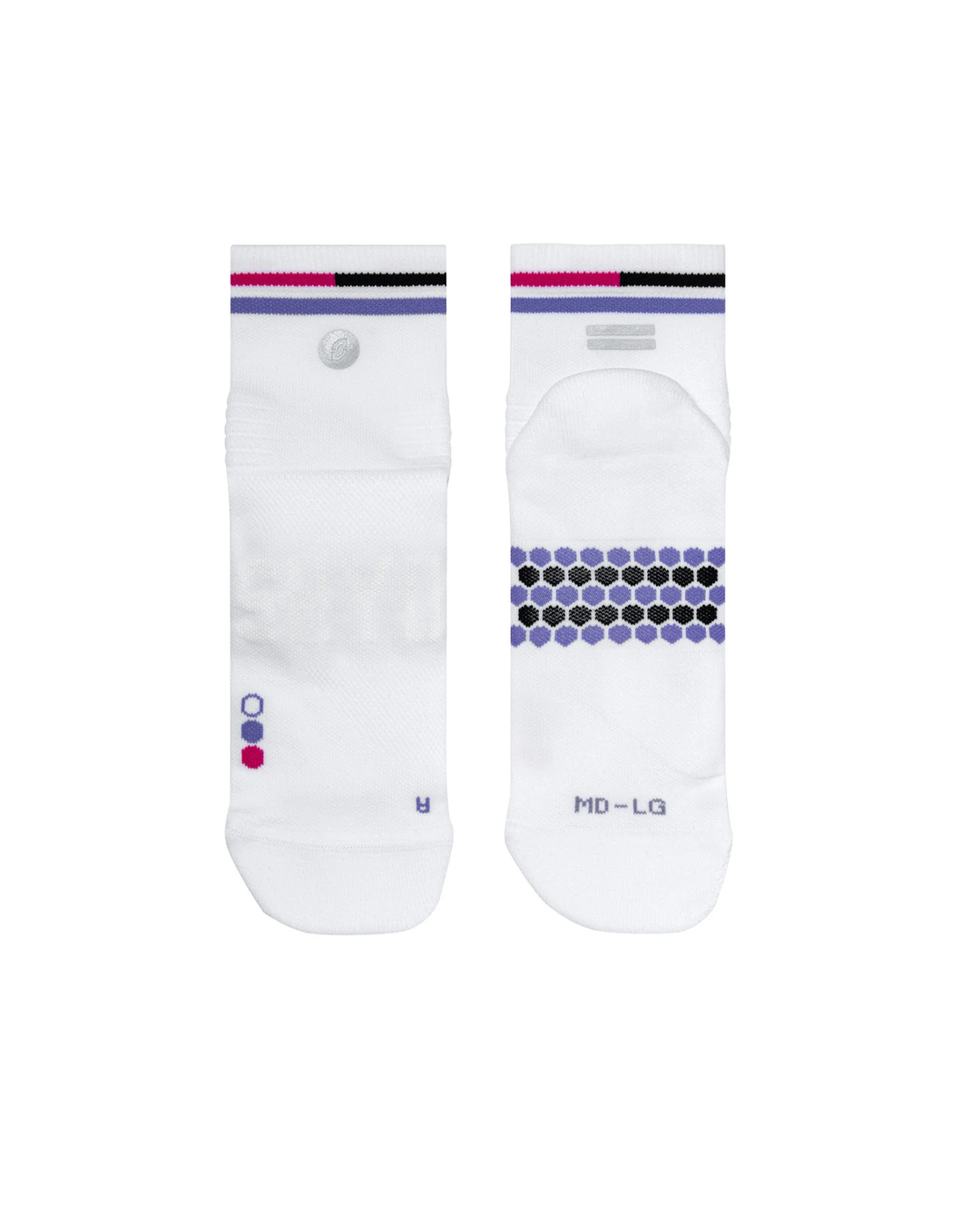 SHYU Racing Quarter Crew Socken – Weiß/Lavendel/Magenta