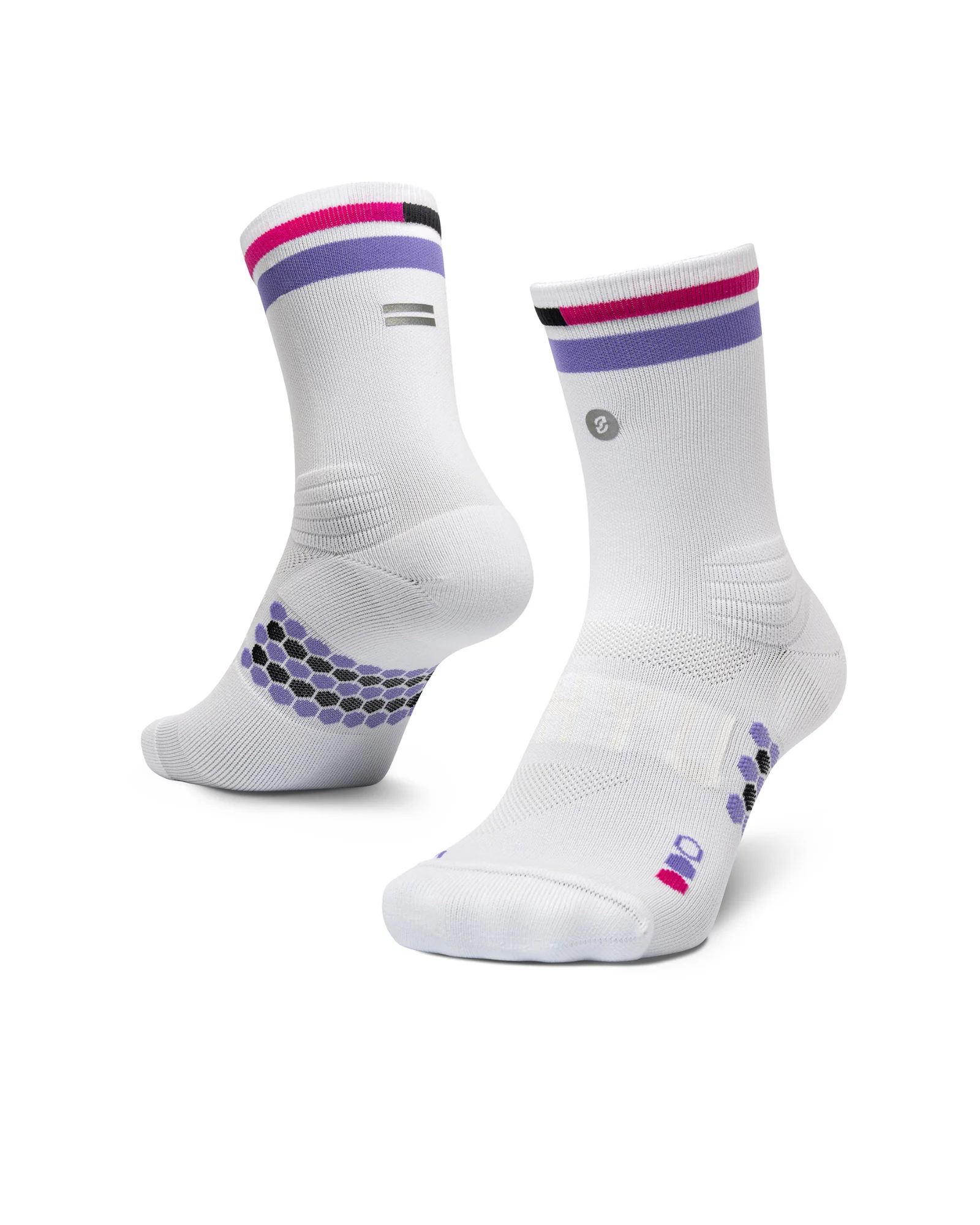 SHYU Racing Half Crew Socks - White/Lavender/Magenta