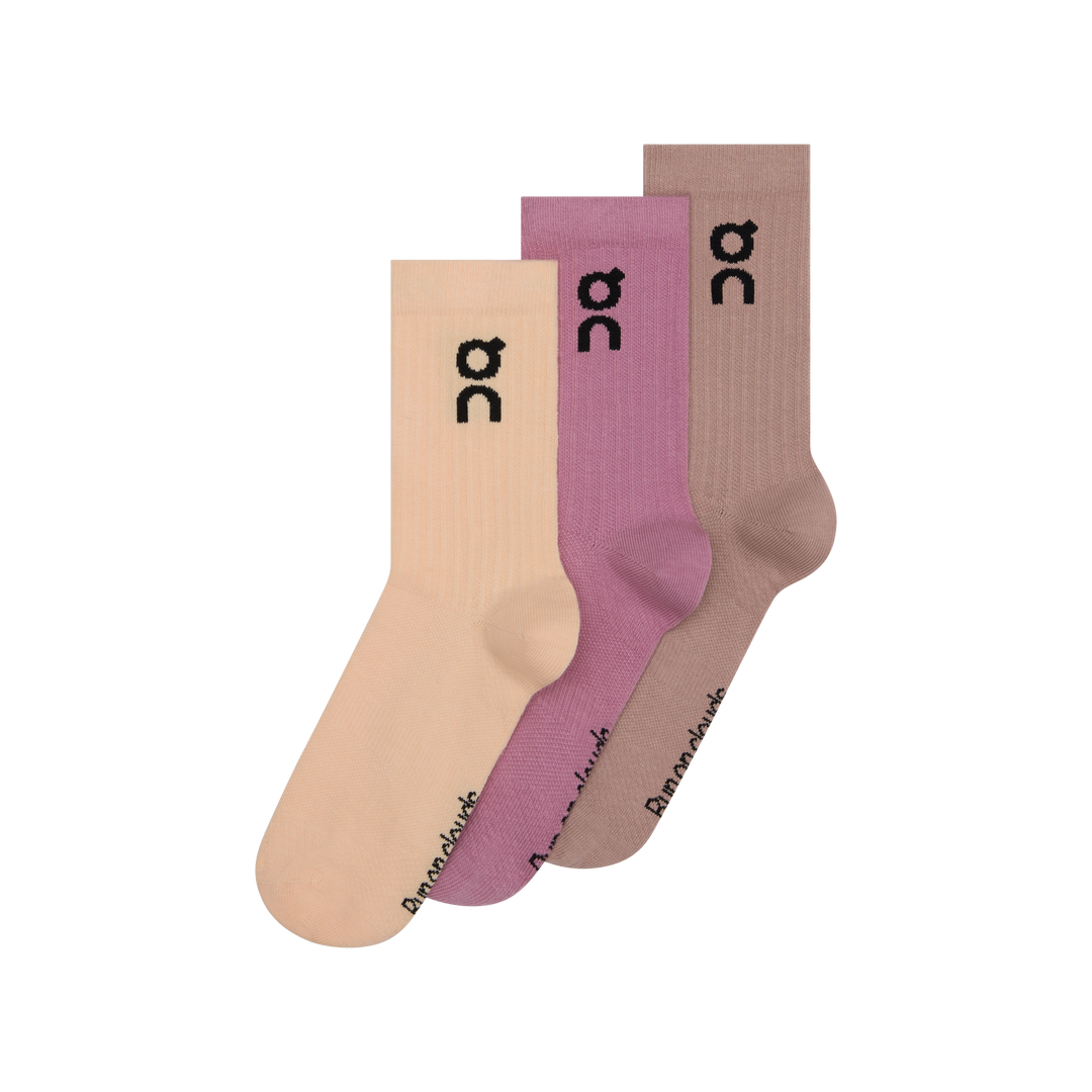On Logo Sock High 3-Pack Unisex - Sherbet/Rhodonite - AW26
