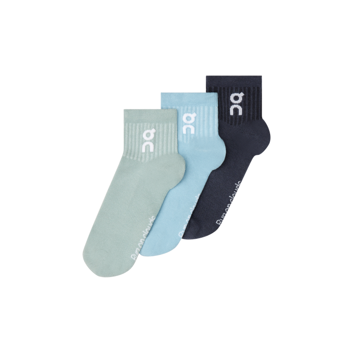 On Logo Sock Mid 3-Pack Unisex - Wash/Navy