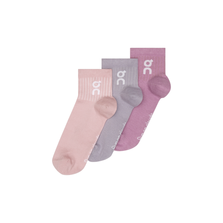 On Logo Sock Mid 3-Pack Unisex - Mauve/Lavendula