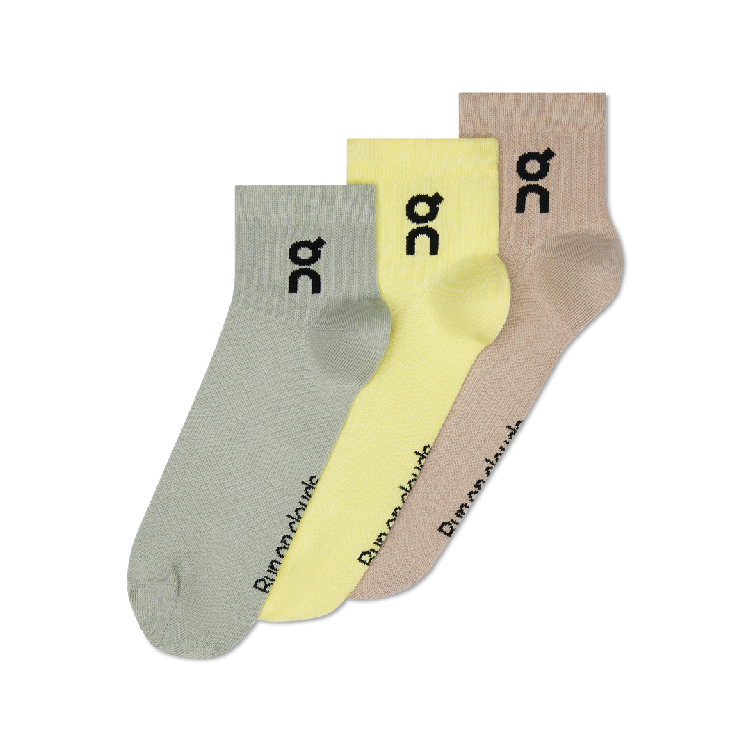 On Logo Sock Mid 3-Pack Unisex - Lemonade/Tin