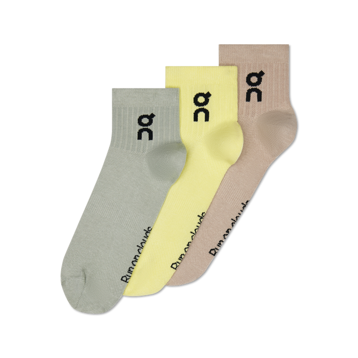 On Logo Sock Mid 3-Pack Unisex - Lemonade/Tin