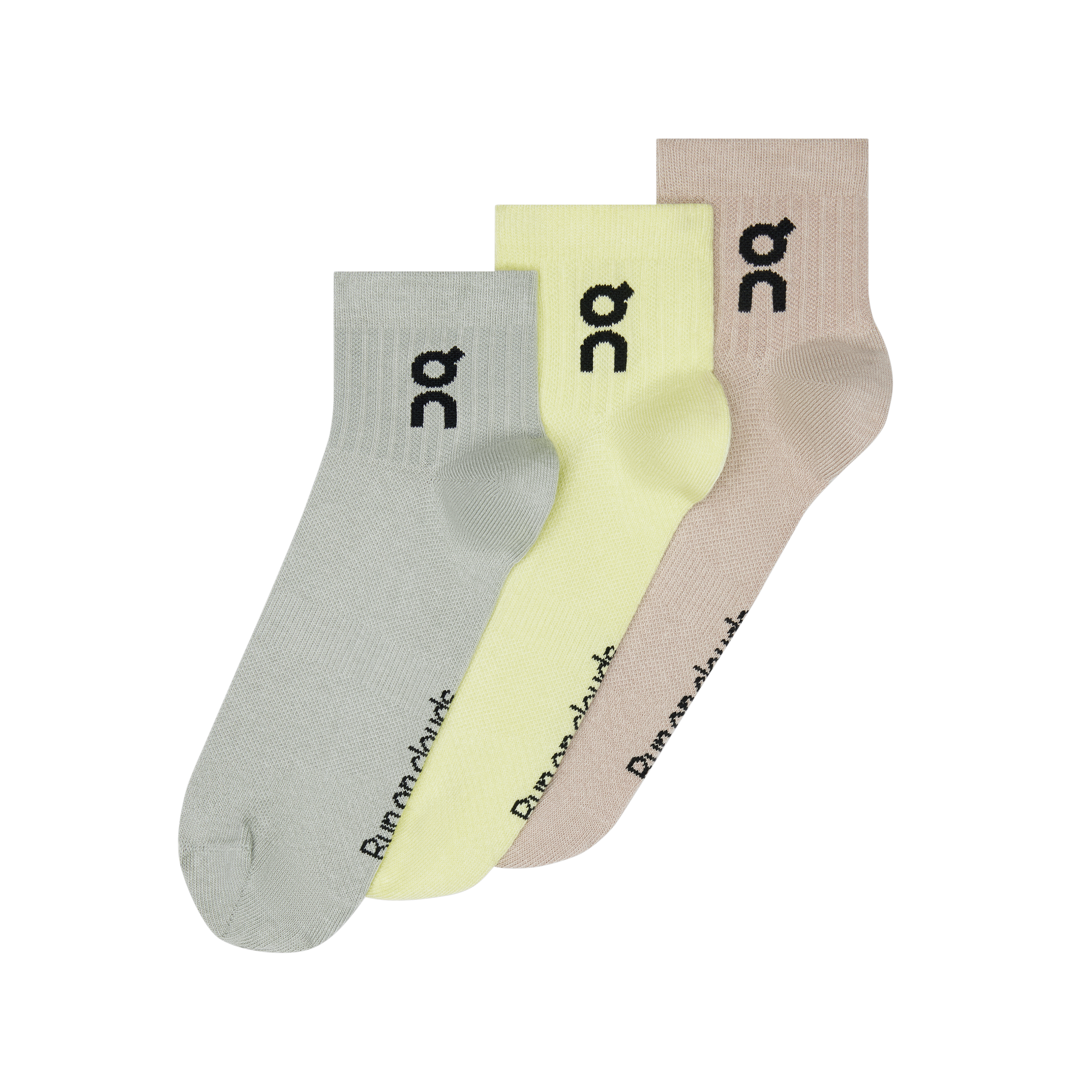 On Logo Sock Mid 3-Pack Unisex - Lemonade/Tin