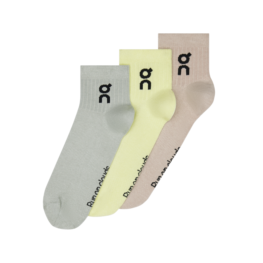 On Logo Sock Mid 3-Pack Unisex - Lemonade/Tin