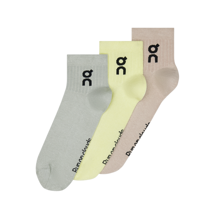 On Logo Sock Mid 3-Pack Unisex - Lemonade/Tin