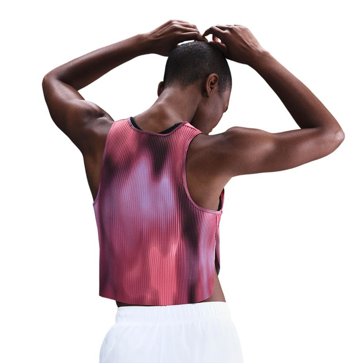 Nike Womens Faith Kipyegon Aeroswift Dri-FIT ADV Cropped Running Tank Top - Rush Fuchsia/Burgundy Crush/Green Shock