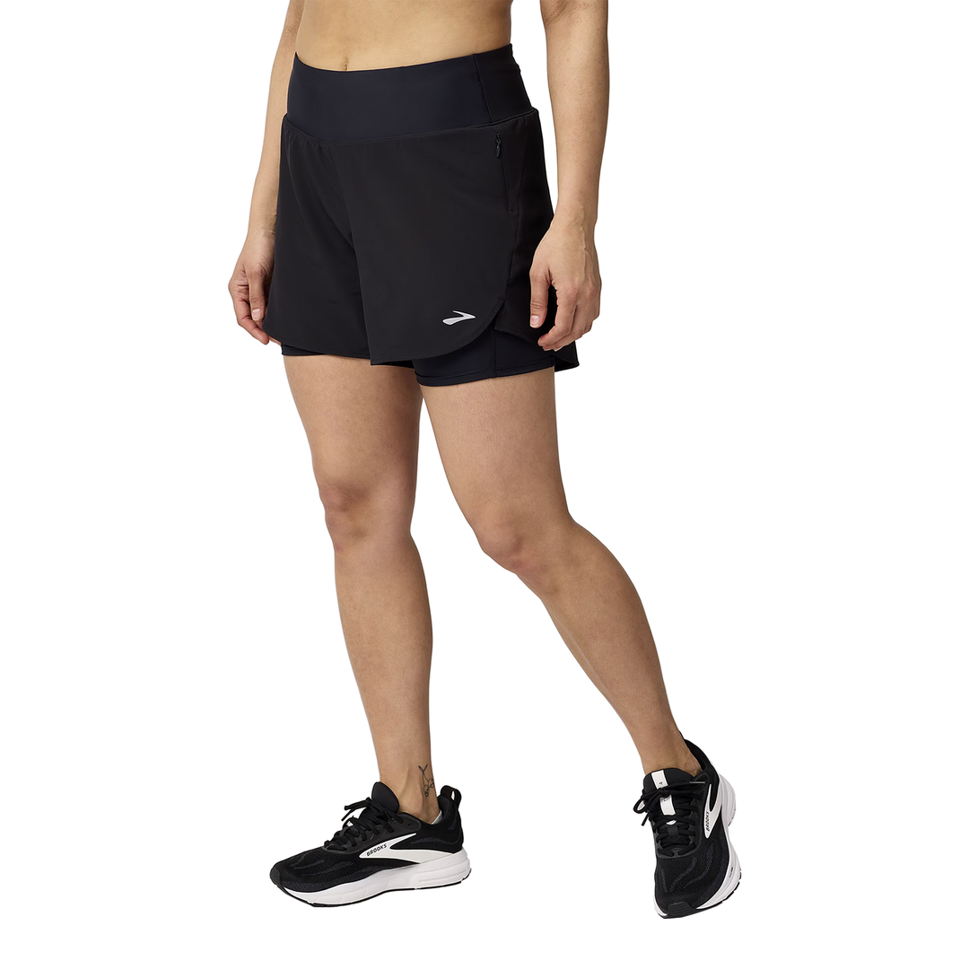 Brooks Womens Chaser 5" 2-in-1 Short 2.0 - Black