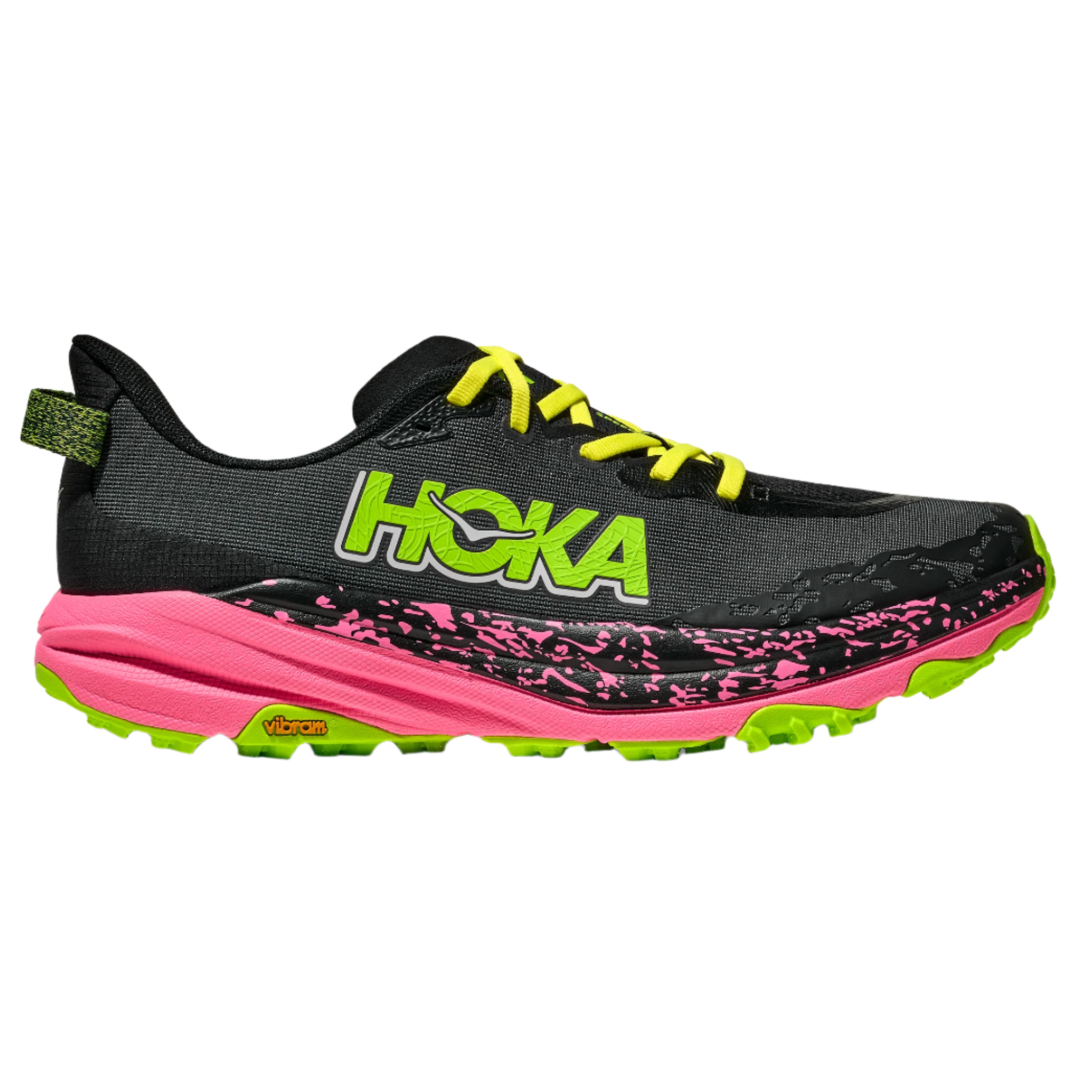 Hoka Mens Speedgoat 6 - Black/Neon Rose - Trail - AW25