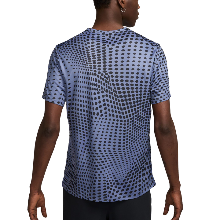 Nike Mens Dri-FIT Miler Print Tee - World Indigo/Reflective Silver