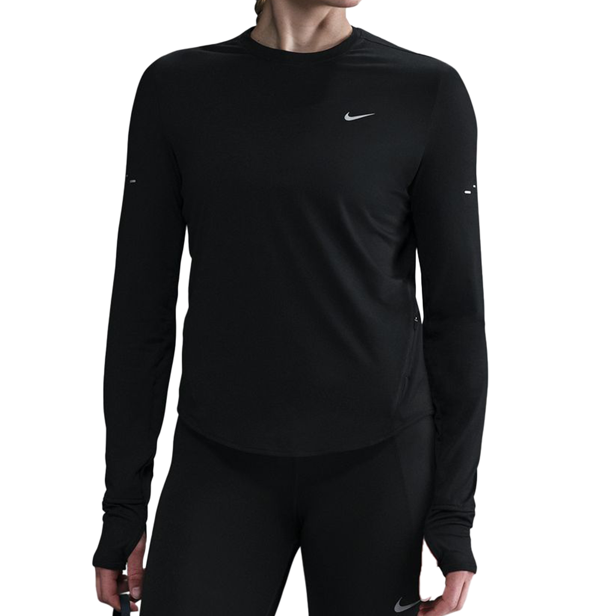 Nike Womens Dri-FIT UV L/S Crew Neck Swift Tee - Black/Reflective Silver - HO25