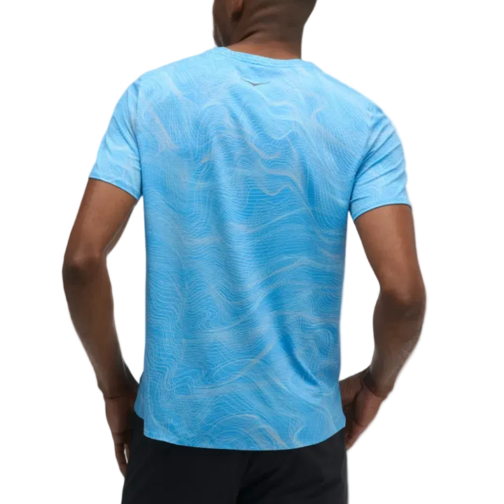 Hoka Mens Everyrun Printed Short Sleeve - Mineral Blue Print - AW26