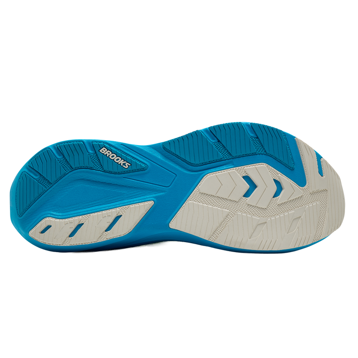 Brooks Mens Ghost Amp - White/Blue/Paradise Green - Neutral - AW26