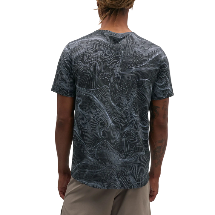 Hoka Mens Everyrun Printed Short Sleeve - Black/White Print - AW26