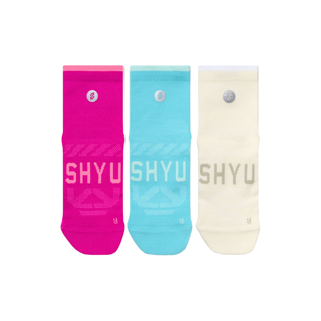 SHYU Racing Quarter Crew Socks 3 Pack - Vivid - AW26