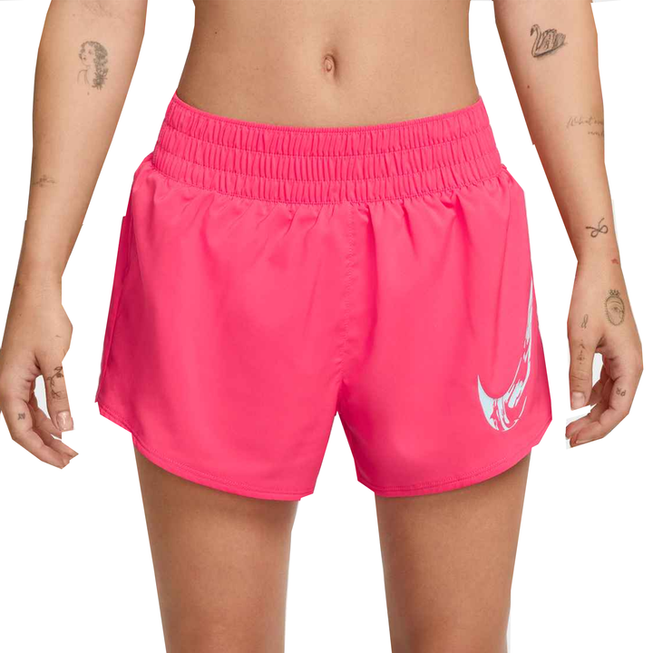 Nike One Women's Dri-FIT Mid-Rise Brief-Lined Graphic Short - Aster Pink/Glacier Blue