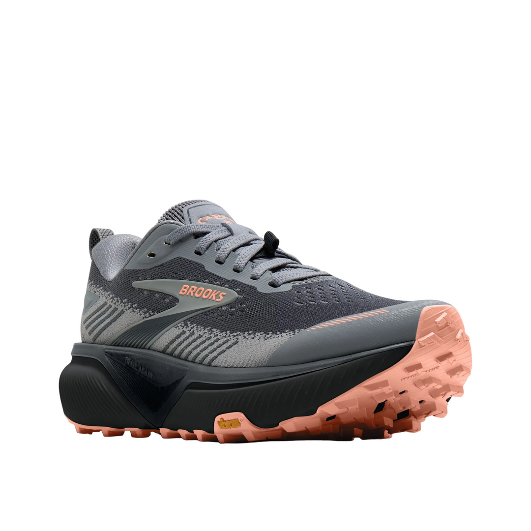 Brooks Womens Cascadia 20 Wide - D Width - Grey/Grey/Peach - Trail - AW26