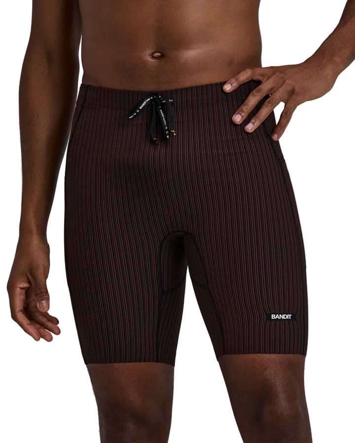 Bandit Mens Striped Cadence™  7" Pocket Half Tights - Cacao/Black - SS26