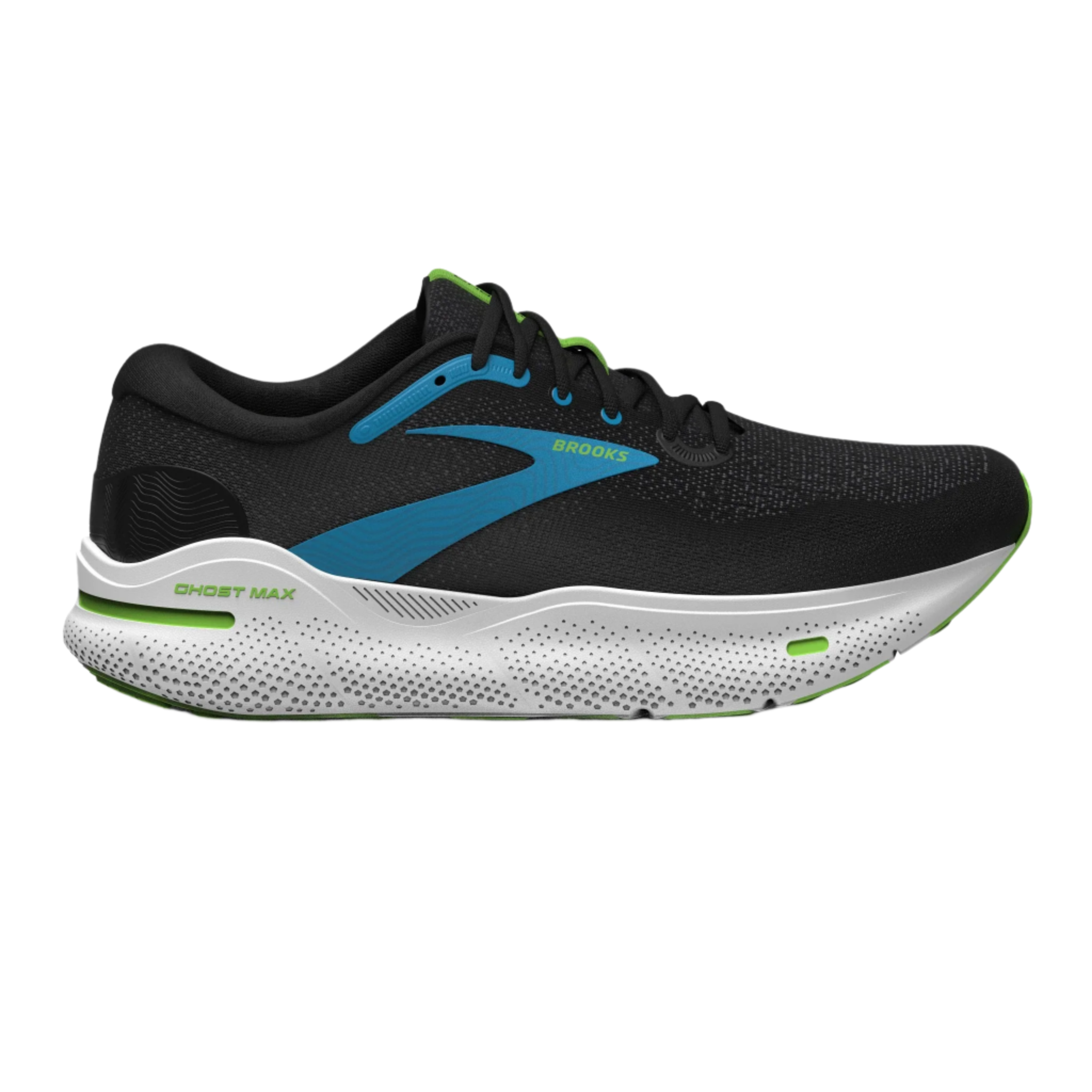 Brooks Mens Ghost Max - Black/Atomic Blue/Jasmine - Neutral