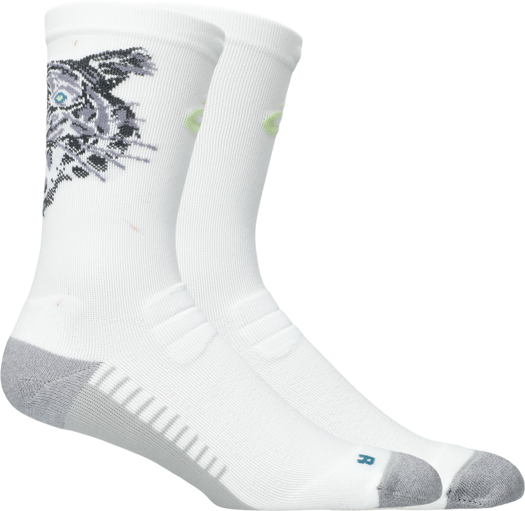 Asics Performance Run Sock Crew - Brilliant White/Illuminate Yellow/Foggy Teal - AW26