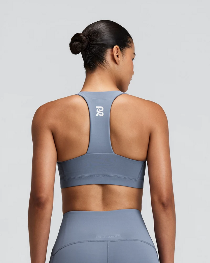Bandit Womens Vanisher Geomesh V-Neck Run Bra- Steel Horizon - AW26