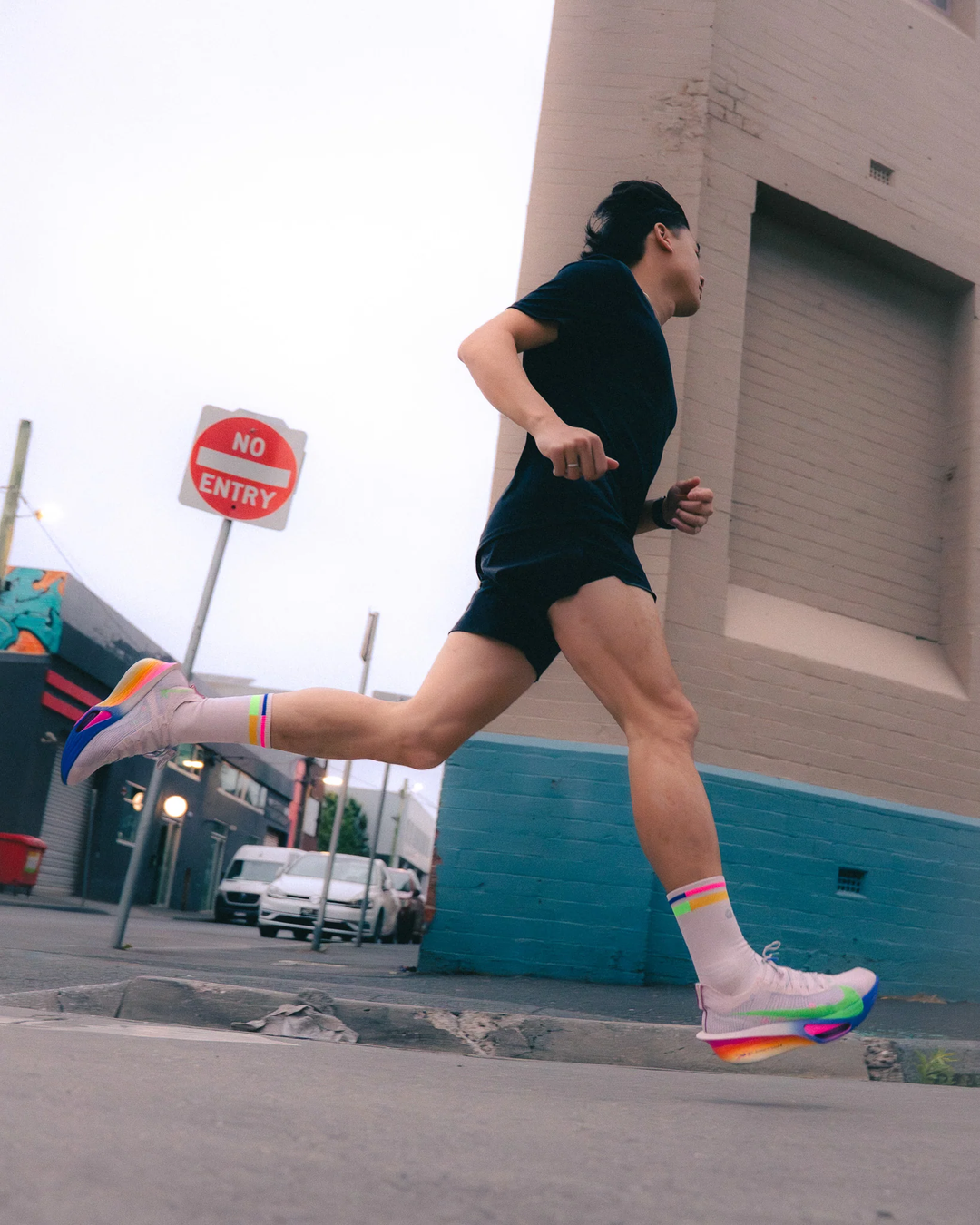 SHYU Racing Half Crew Socks - Goat/Sunrise/Peacock