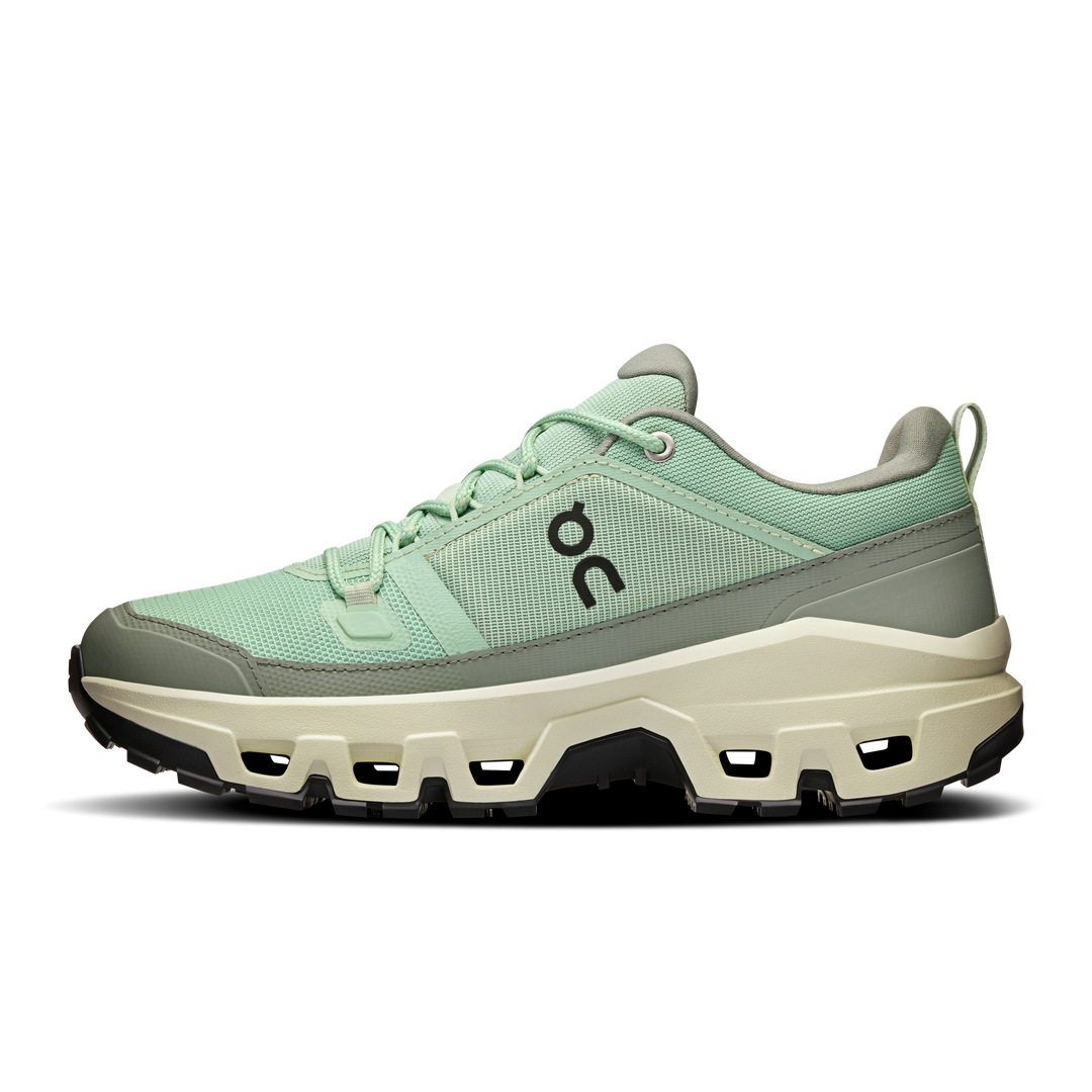 ON Womens Cloudrock Low Waterproof - Mineral/Aloe - Trail - SS25