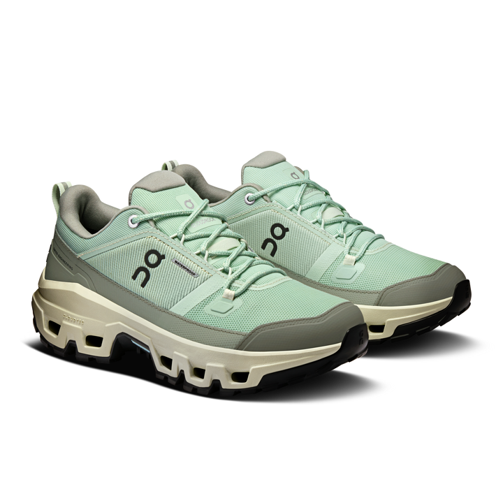 ON Womens Cloudrock Low Waterproof - Mineral/Aloe - Trail - SS25