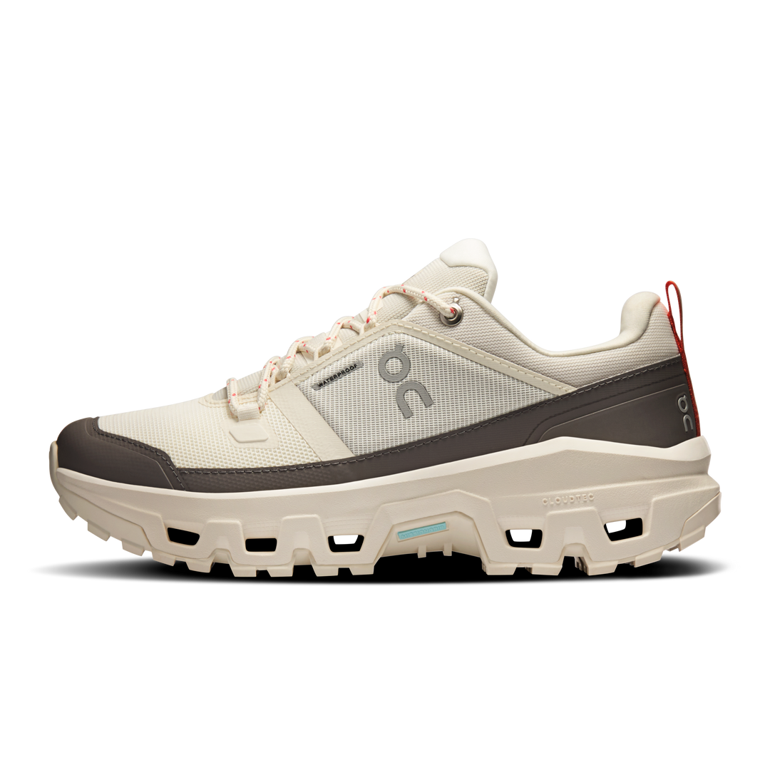 ON Womens Cloudrock Low Waterproof - Ivory/Ivory - Trail - AW25