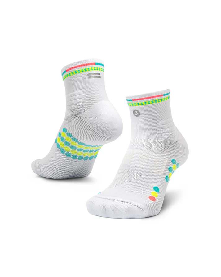 SHYU Racing Quarter Crew Socks - White/Polka/Reef