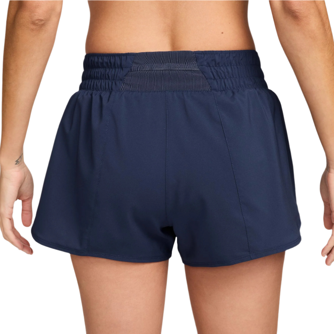 Nike One Women's Dri-FIT Mid-Rise 3in Brief-Lined Shorts - Midnight Navy/Reflective Silver