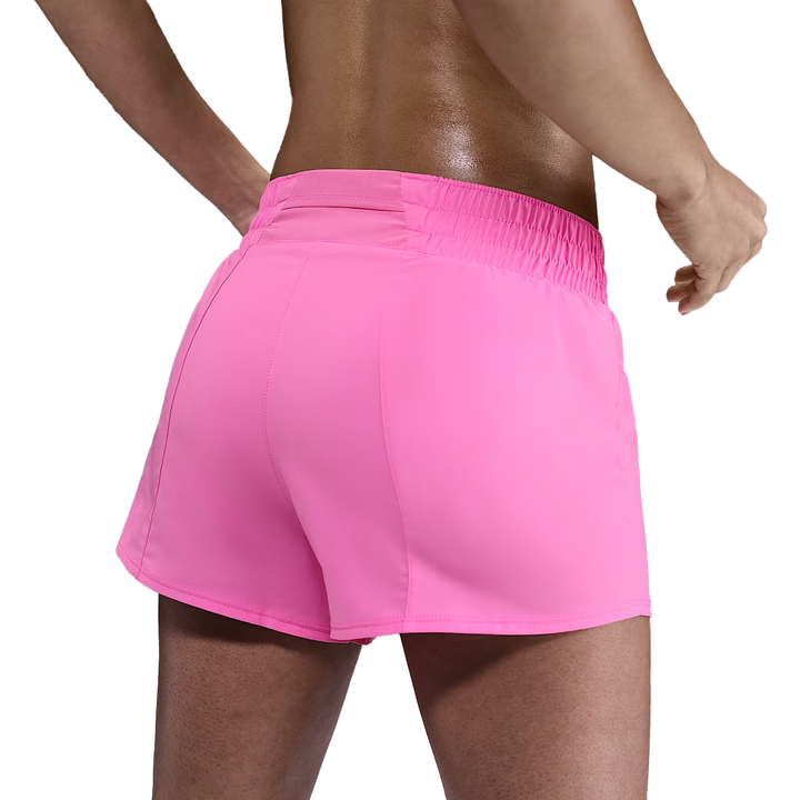 Nike One Women's Dri-FIT Mid-Rise 3" Brief-Lined Swoosh Short - Playful Pink/White