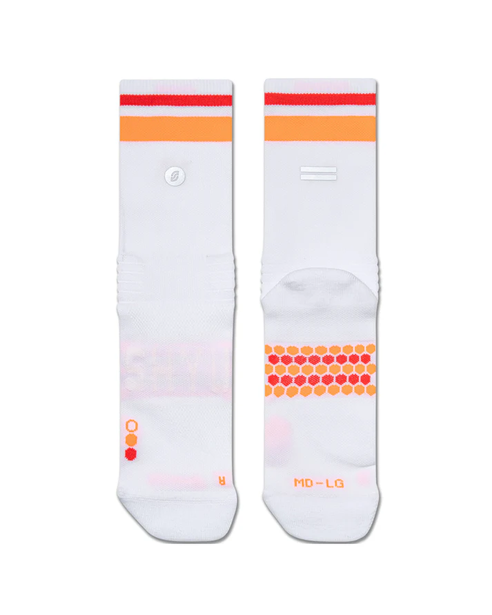 SHYU Racing Half Crew Socks - White/Tangerine/Red