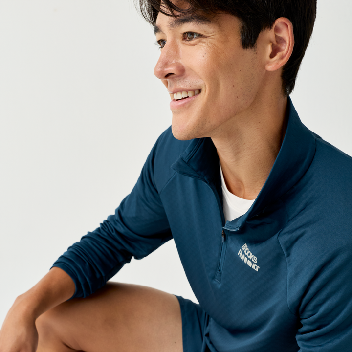 Brooks Mens Thermal Reflective 1/2 Zip - Indigo/Reflective - AW26