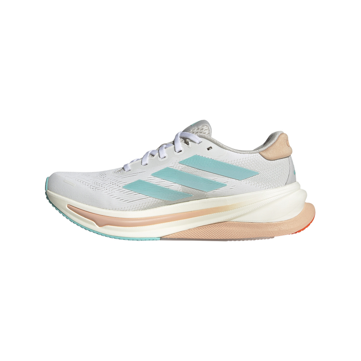 Adidas Womens Supernova Solution 2 - Footwear White/Flash Aqua/Powder Coral - Stability - SS25