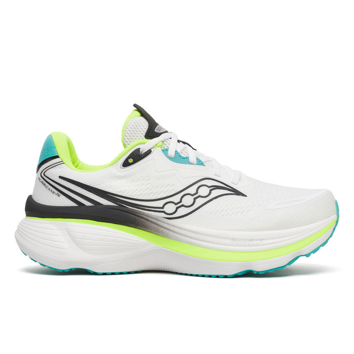 Saucony Mens Hurricane 26 - White/Citron- Stability - AW26