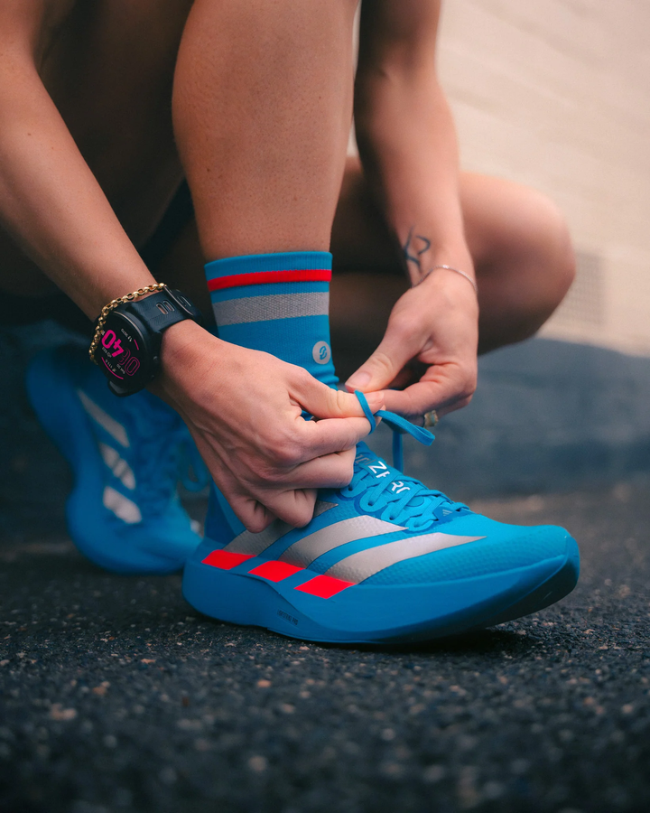 SHYU Racing Half Crew Socken – Saphir/Chrom/Rot