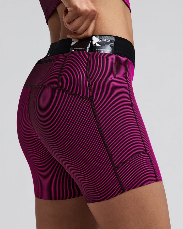 Bandit Womens 5” Striped Cadence Compression Shorts  - Espresso/Azalea - AW26