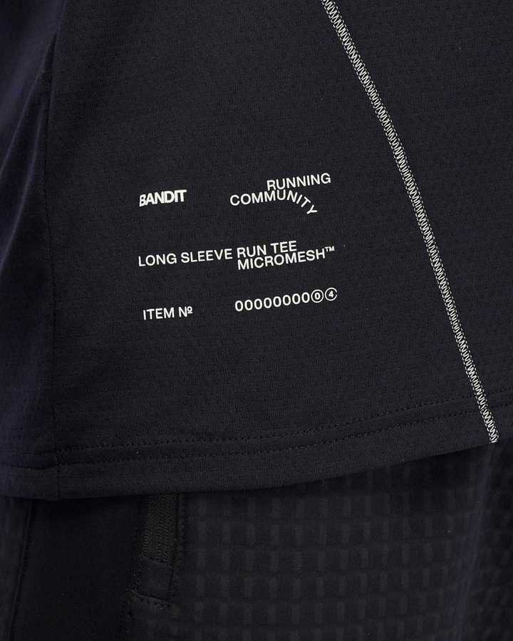 Bandit T-shirt à manches longues en micromesh Reflecto Stitch pour hommes - Bandit Black - SS26