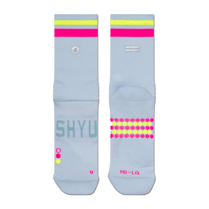 SHYU Racing Half Crew Socks - Sky/Pink/Neon