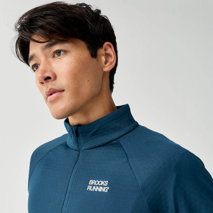 Brooks Mens Thermal Reflective 1/2 Zip - Indigo/Reflective - AW26
