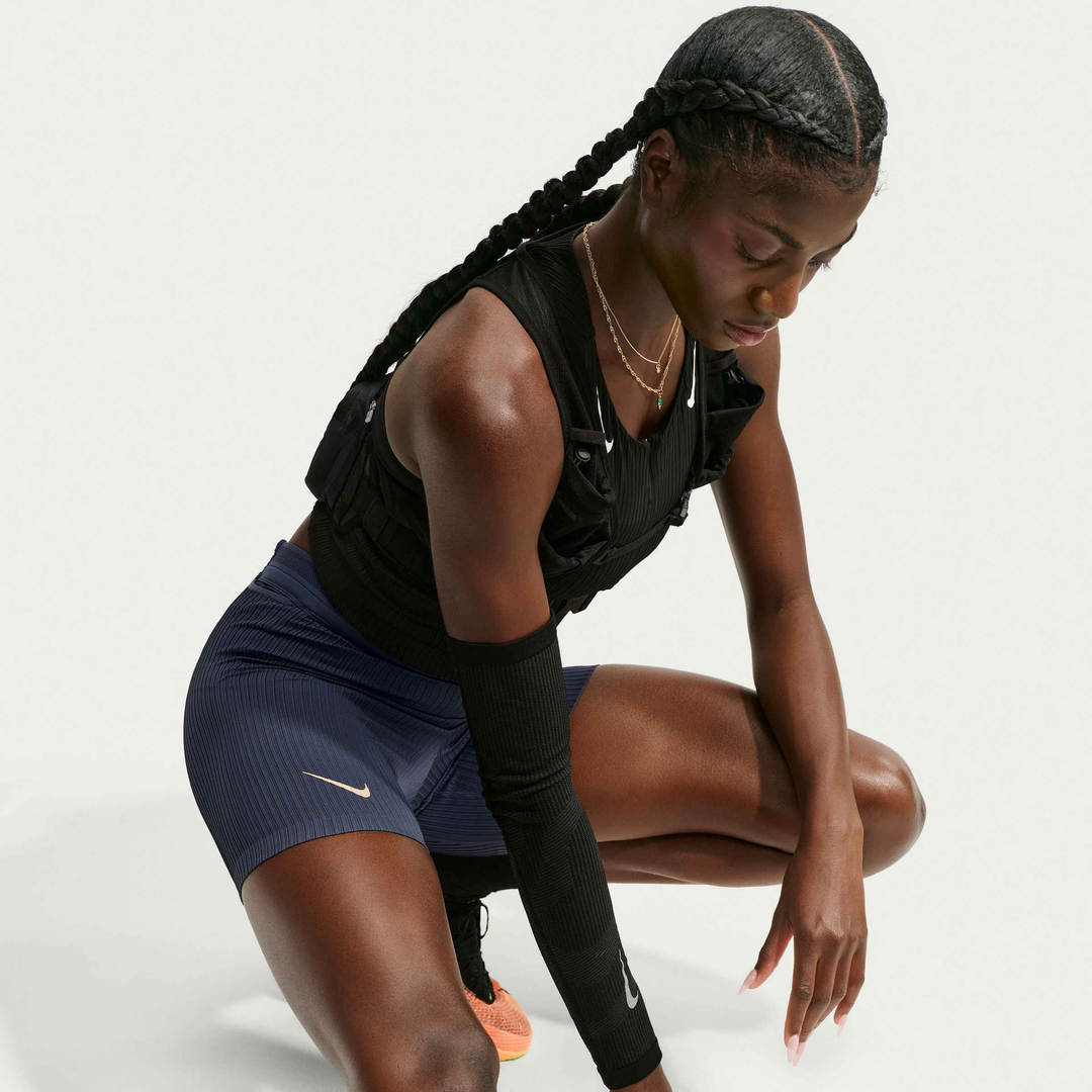 Nike Womens Dri-FIT ADV AeroSwift Tight Running Shorts - Thunder Blue/Black/White/Linen - SU26
