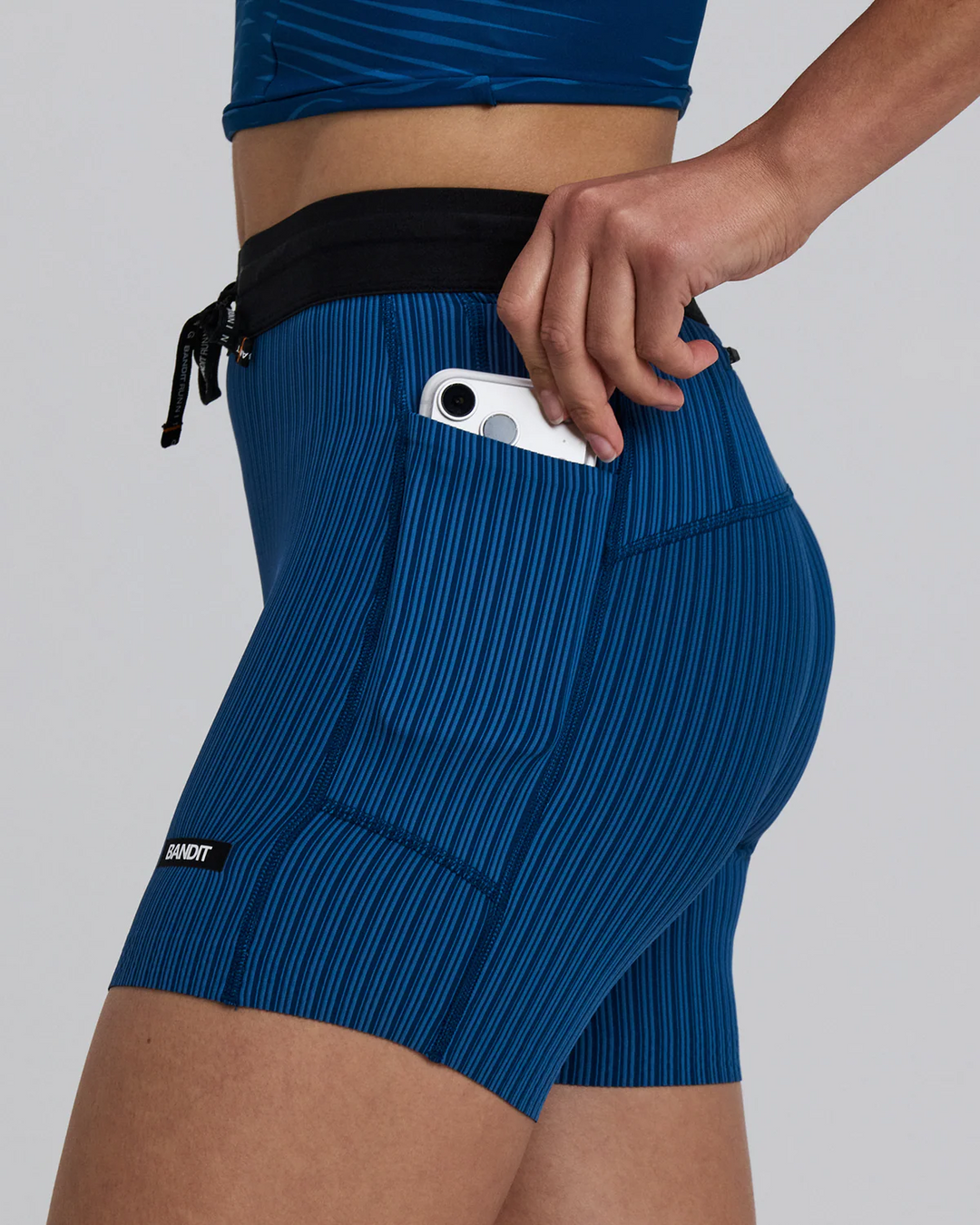 Bandit Womens Striped Cadence 5" Compression Short - Ink Blue/Aegean - SS26