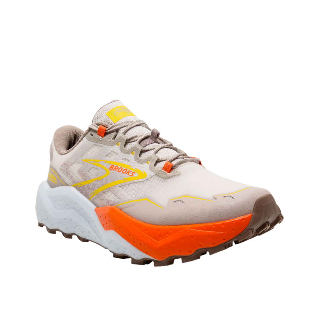 Brooks Mens Caldera 7 - White Sand/Chateau Gray/Yellow - Trail